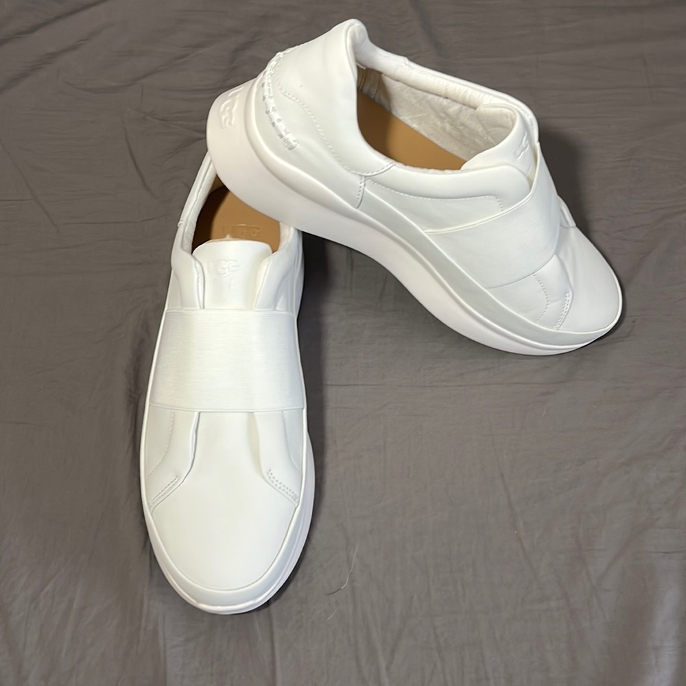 UGGS, Women’s White Libu Leather Trainers. Size 9.5